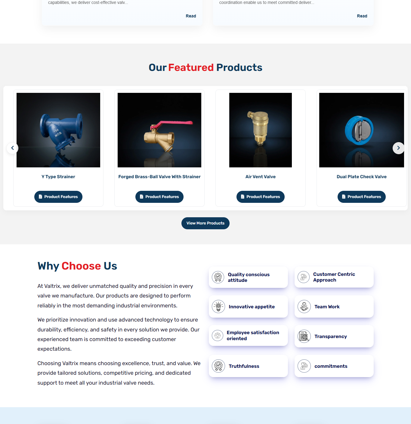 Valtrix industrial valve website design